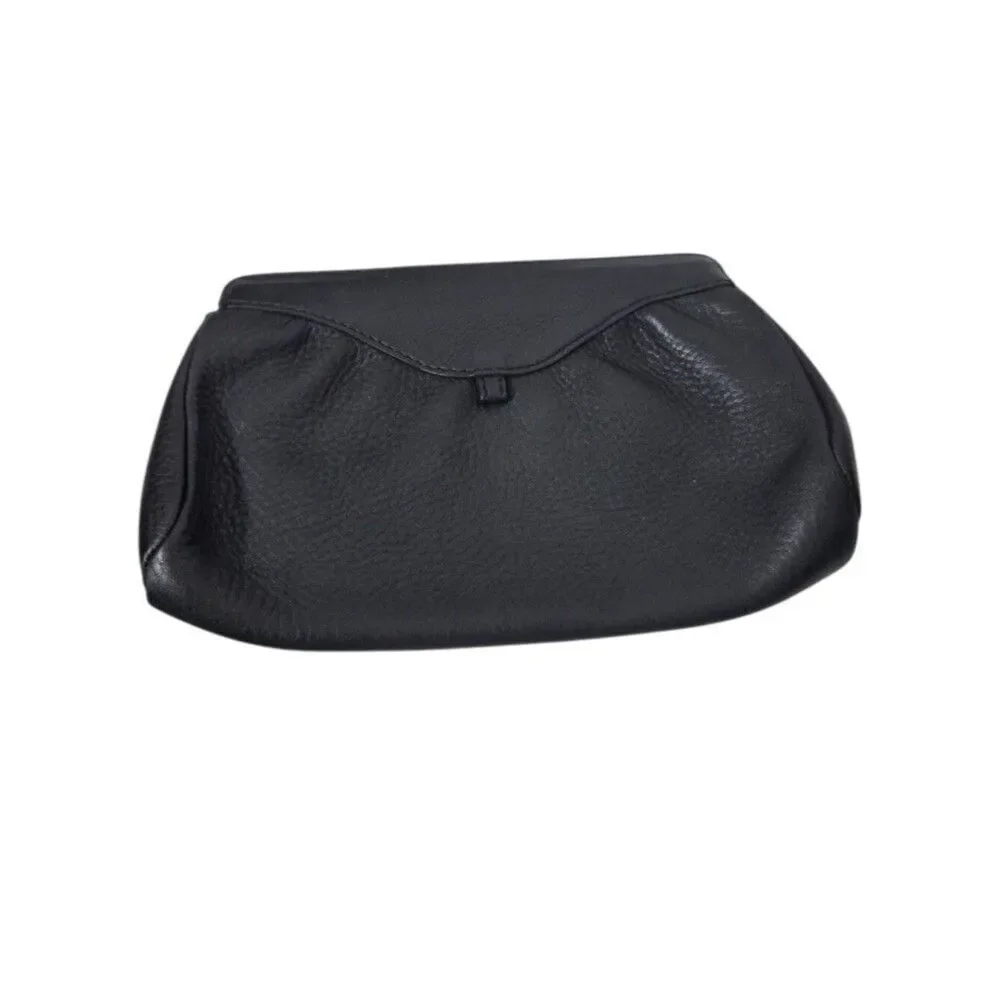 Cole Haan Women's Black Pebble Leather Clutch Magnetic Closure